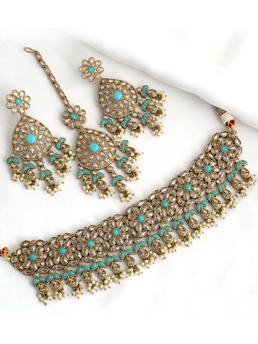 Sonali Necklace Set-Aqua