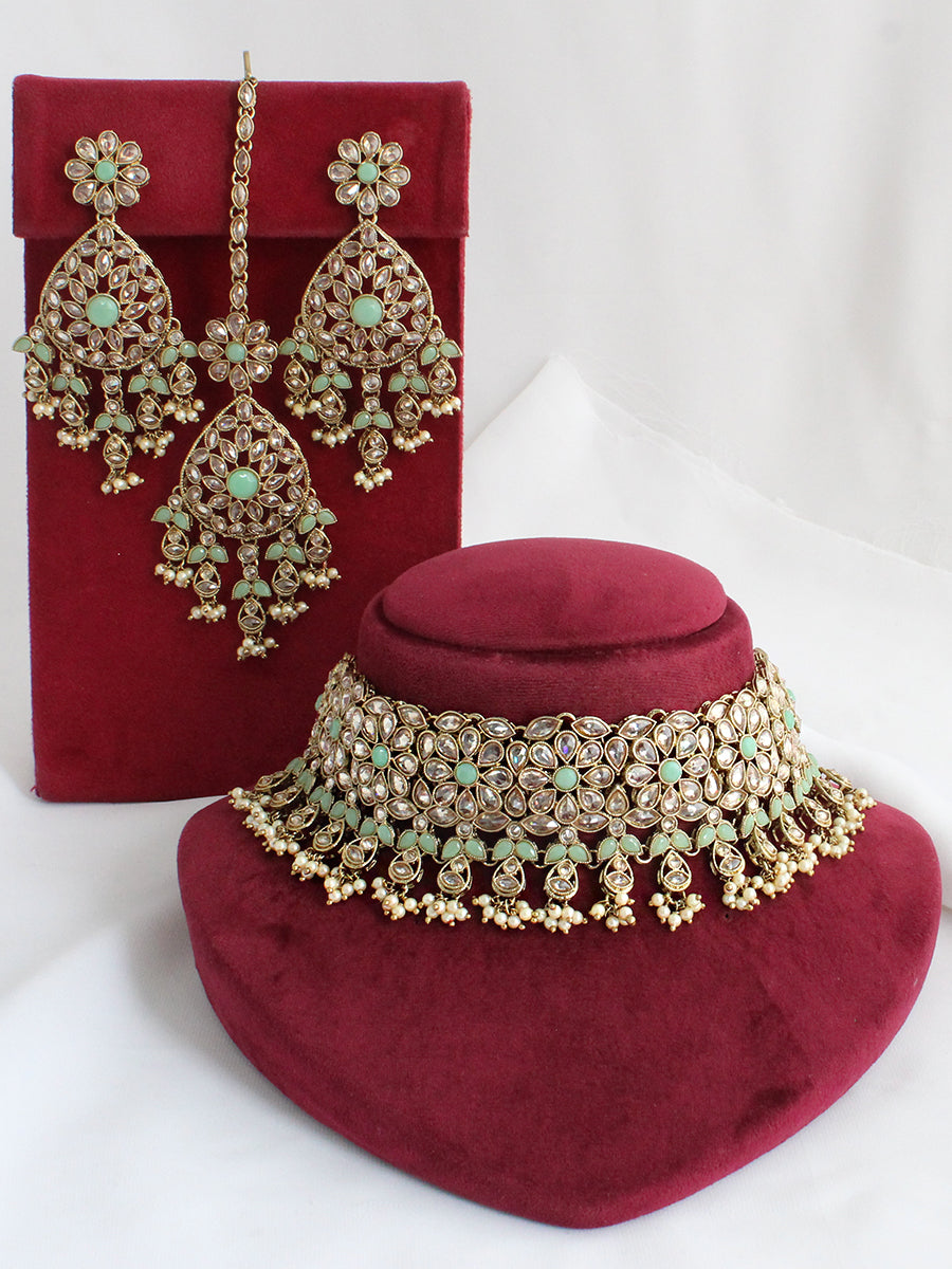 Sonali Necklace Set-Mint Green