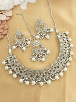 Amayra Bib Necklace Set-Silver
