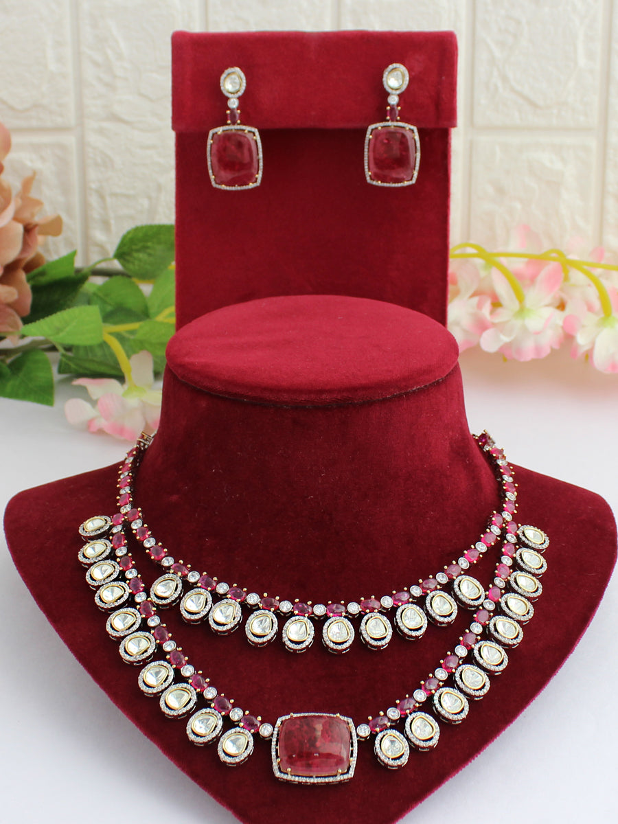 Rayna Necklace Set-Hot Pink