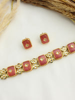 Drishti Choker Necklace Set-Pastel Pink