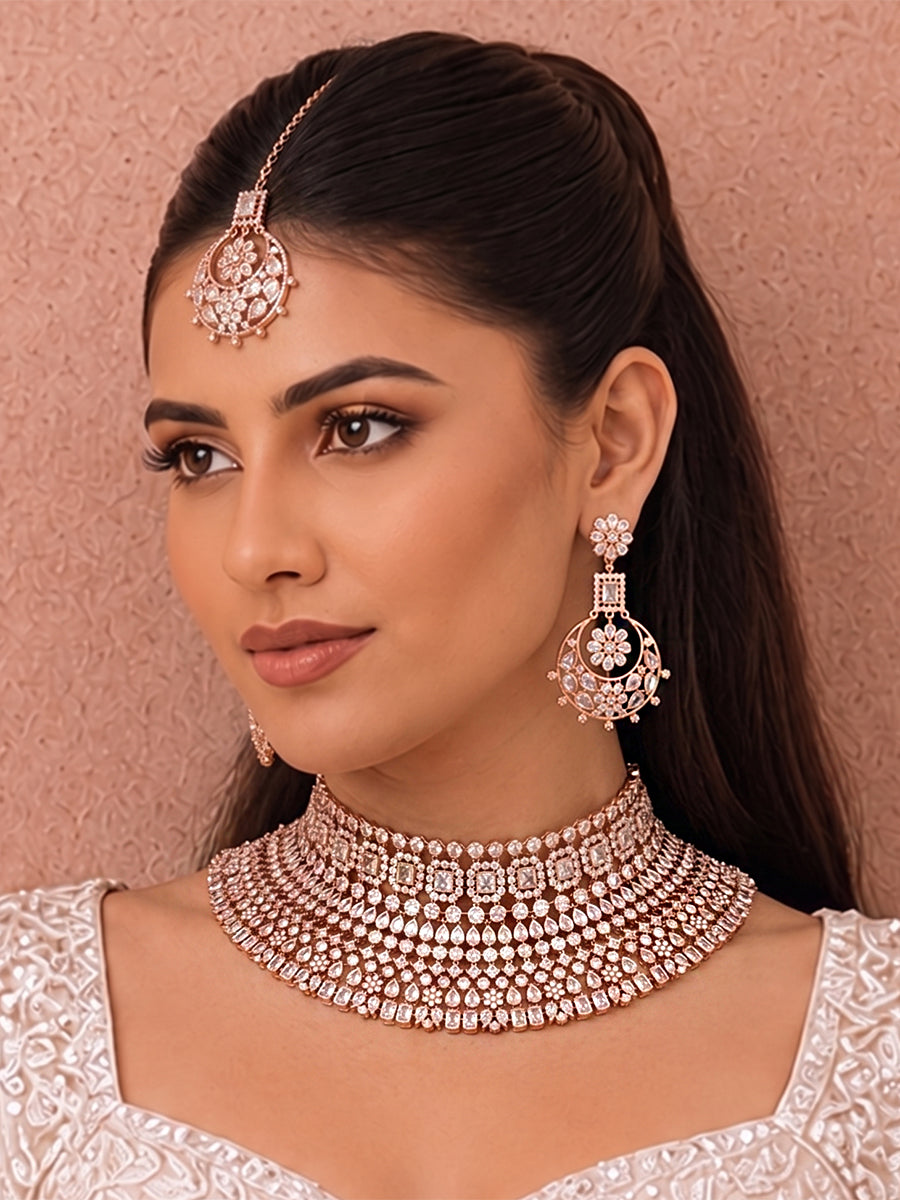 Hazel Bib Necklace Set-Rose Gold
