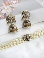 Ishrat Mirror Choker Necklace Set - Gold