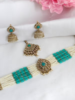 Sia Choker Necklace Set-Sea Green