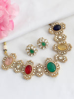 Udaipur Bib Necklace Set-Multicolor
