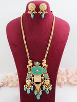 Keshini Long Necklace Set-Turquoise