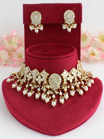Anusha Choker Necklace Set-Pearl