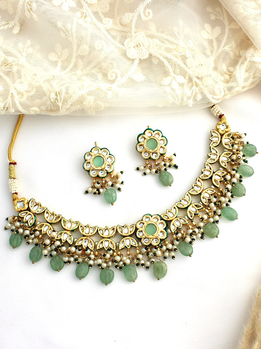 Rohini Choker Necklace Set-Mint Green