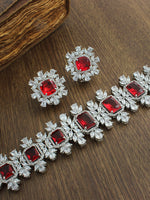 Naysha Choker Necklace Set-Maroon