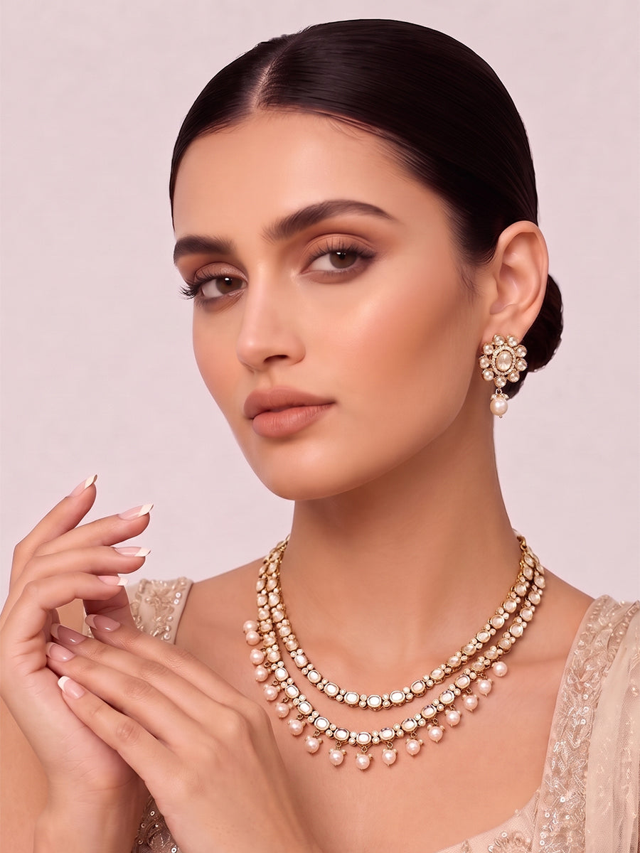 Shamika Necklace Set-White