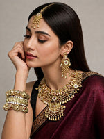 Aadhya Bib Necklace Set-Gold