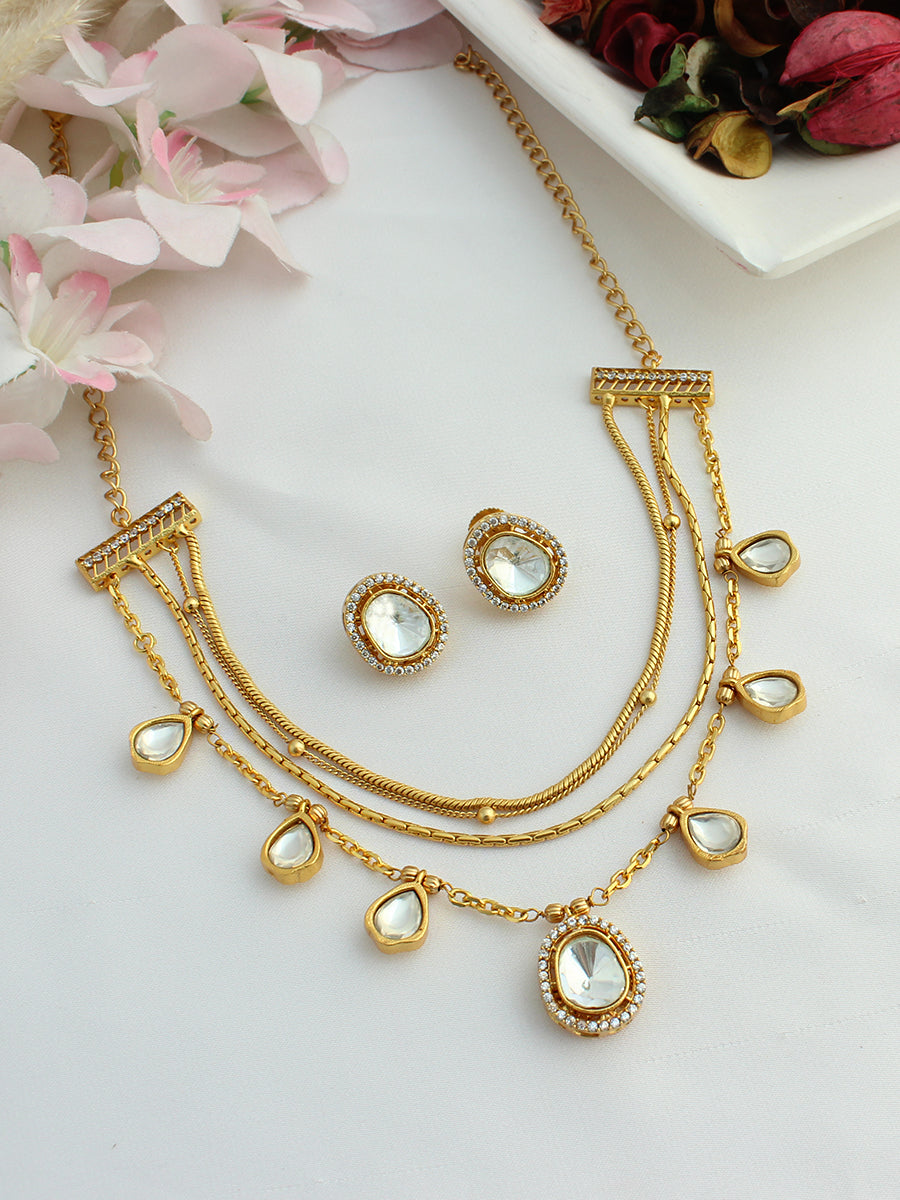 Pravya Layered Necklace Set-Gold