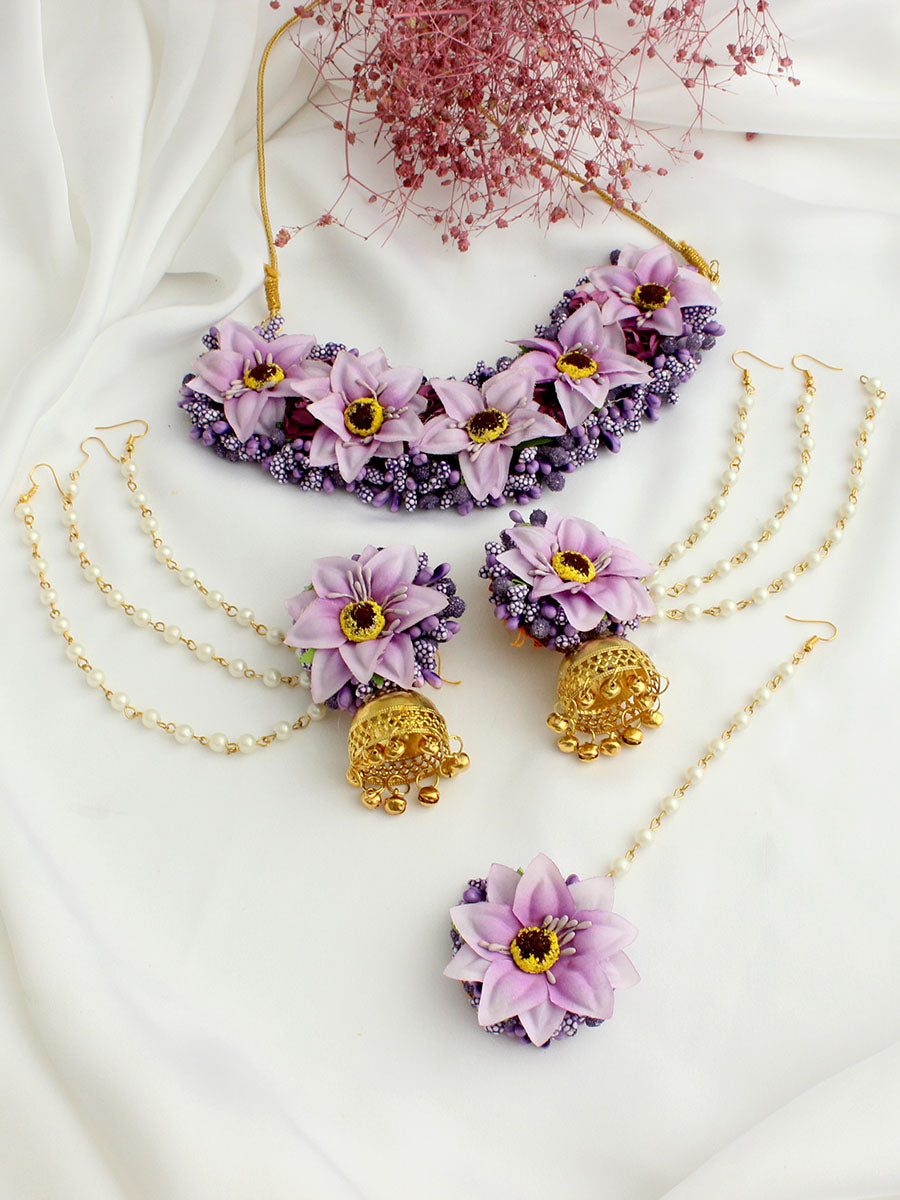 Akansha Floral Necklace Set Indian Choker Necklace Set for Haldi