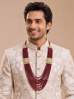 Umrao Jadau Layered Necklace-Maroon