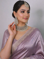 Chetna Mirror Bib Necklace Set - White 
