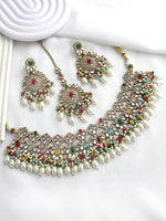 Chetna Mirror Bib Necklace Set  - Multicolor