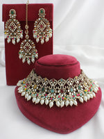 Chetna Mirror Bib Necklace Set  - Multicolor