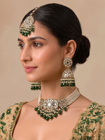 Takshi Mirror Choker Necklace Set- Green