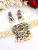 Shifa Choker Necklace Set-Pastel Pink