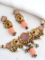 Maya Choker Necklace Set-Pastel  Pink