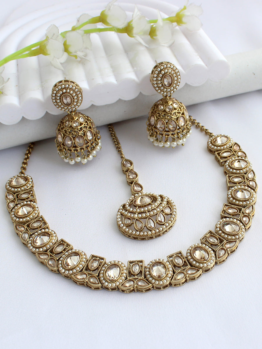 Lavika necklace set-Gold