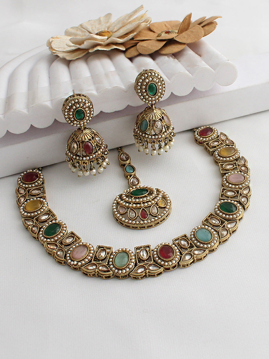 Lavika necklace set-Multicolor