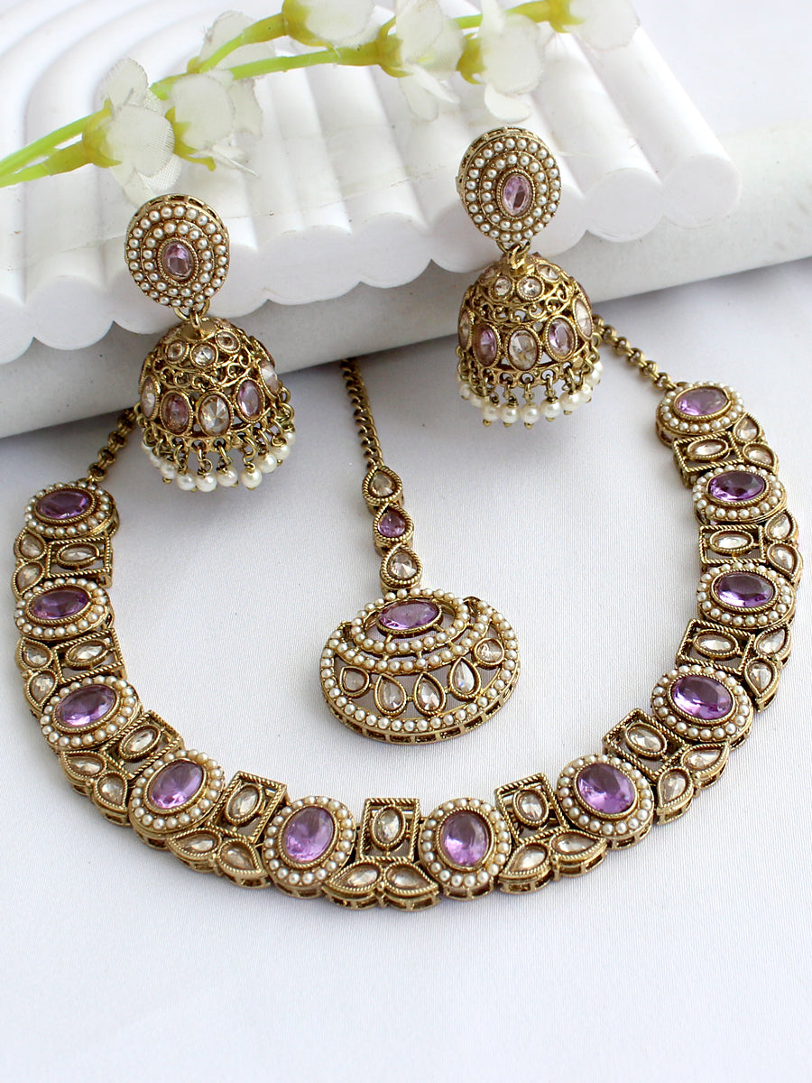 Lavika necklace set- Lavender
