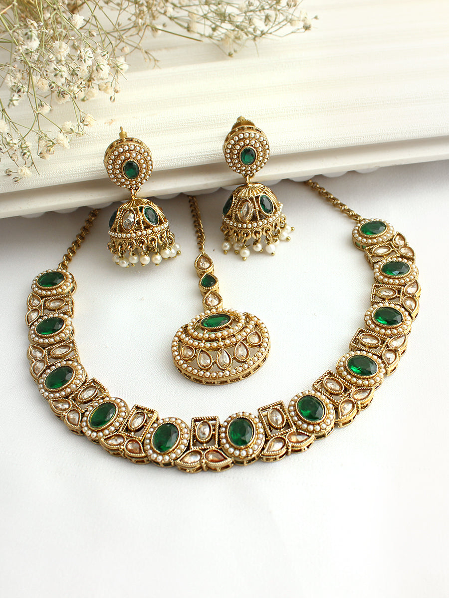 Lavika necklace set-Green