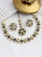 Vihani Choker Necklace set  - Blue
