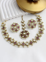 Vihani Choker Necklace set  - purple
