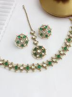 Vihani Choker Necklace set  - Green 
