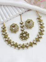 Vihani Choker Necklace set  - Mehndi Green 