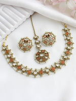 Vihani Choker Necklace set  - Peach 
