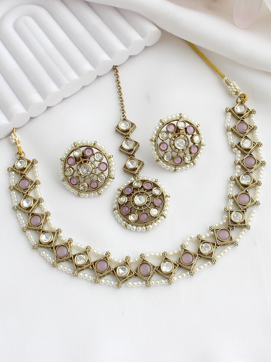 Vihani Choker Necklace set  - lavender