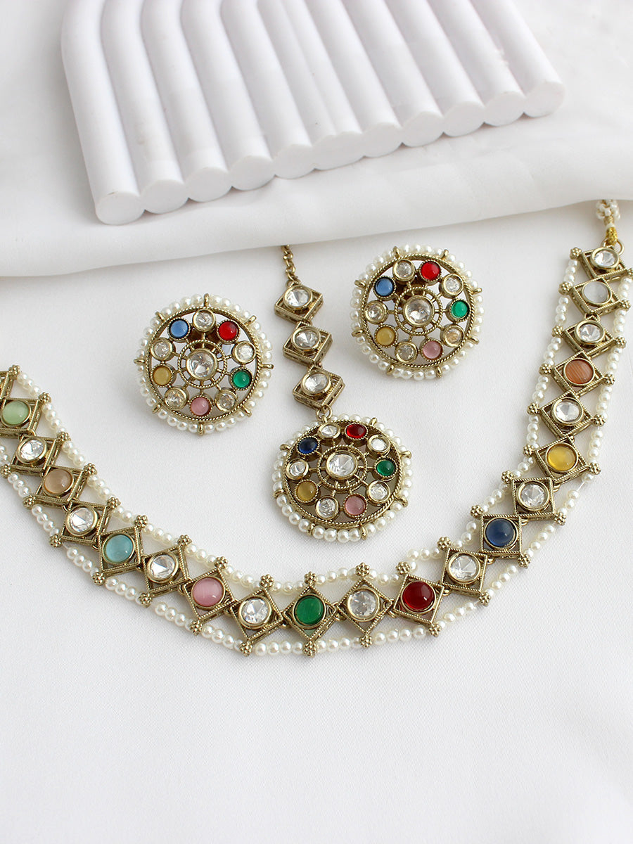 Vihani Choker Necklace set  - Multi
