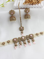 Jivika Choker Necklace Set-Pastel Pink