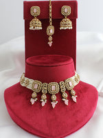 Jivika Choker Necklace Set-Pastel Pink