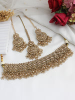 Arvika Choker Necklace Set=Gold