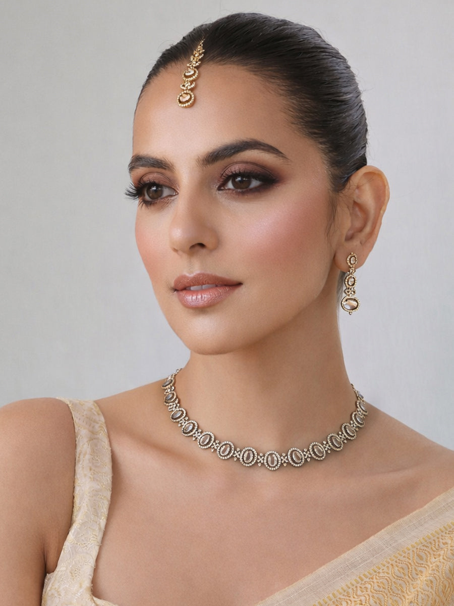 Avira Necklace Set Indian Reception Necklace Set for NRI Brides