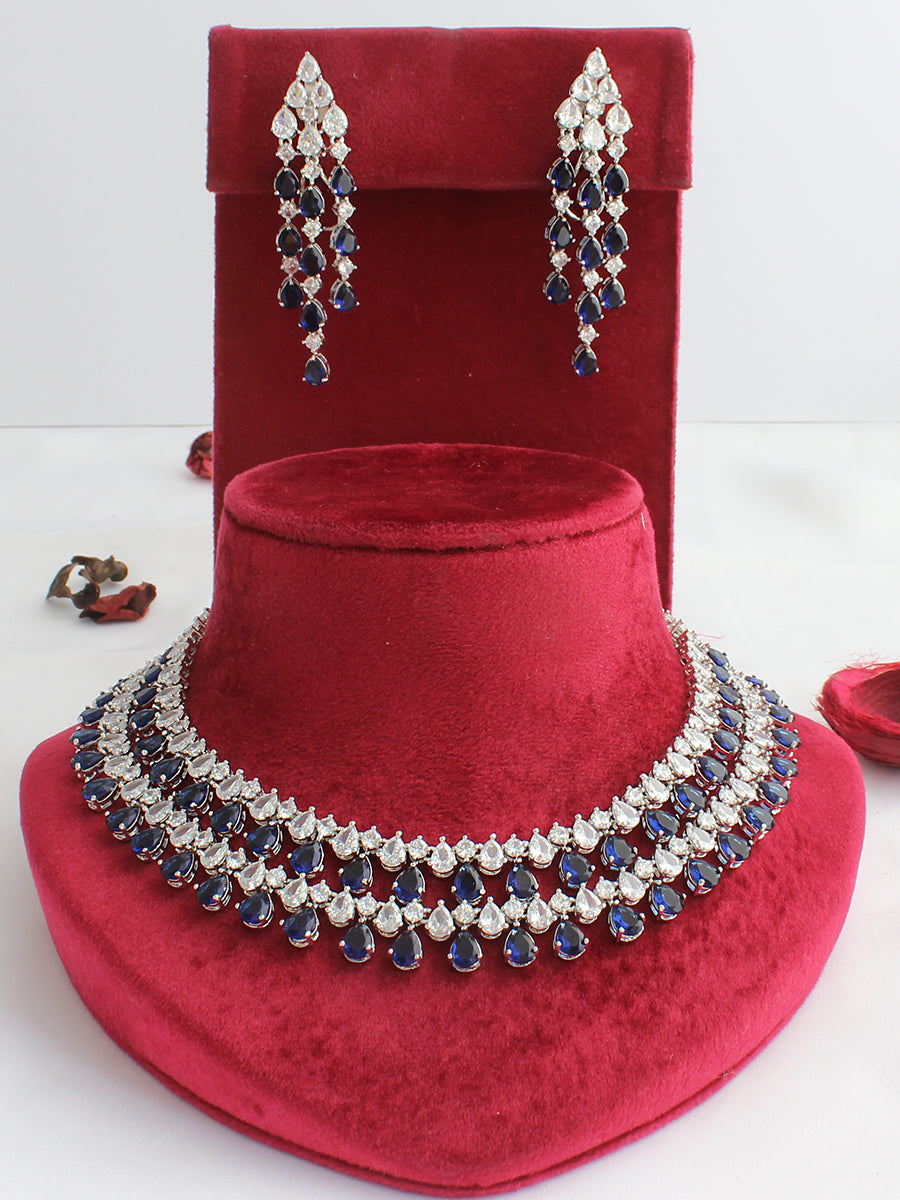 Rozina Layered Necklace Set-Blue