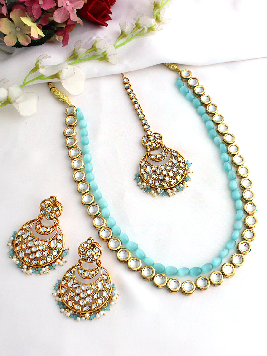 Mavia Layered Necklace Set-Pastel Blue