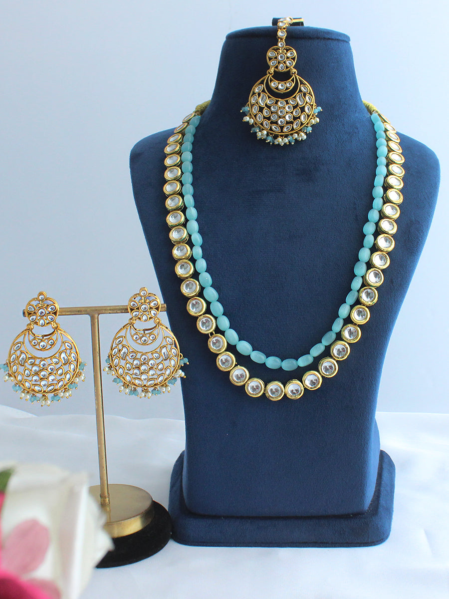 Mavia Layered Necklace Set-Pastel Blue
