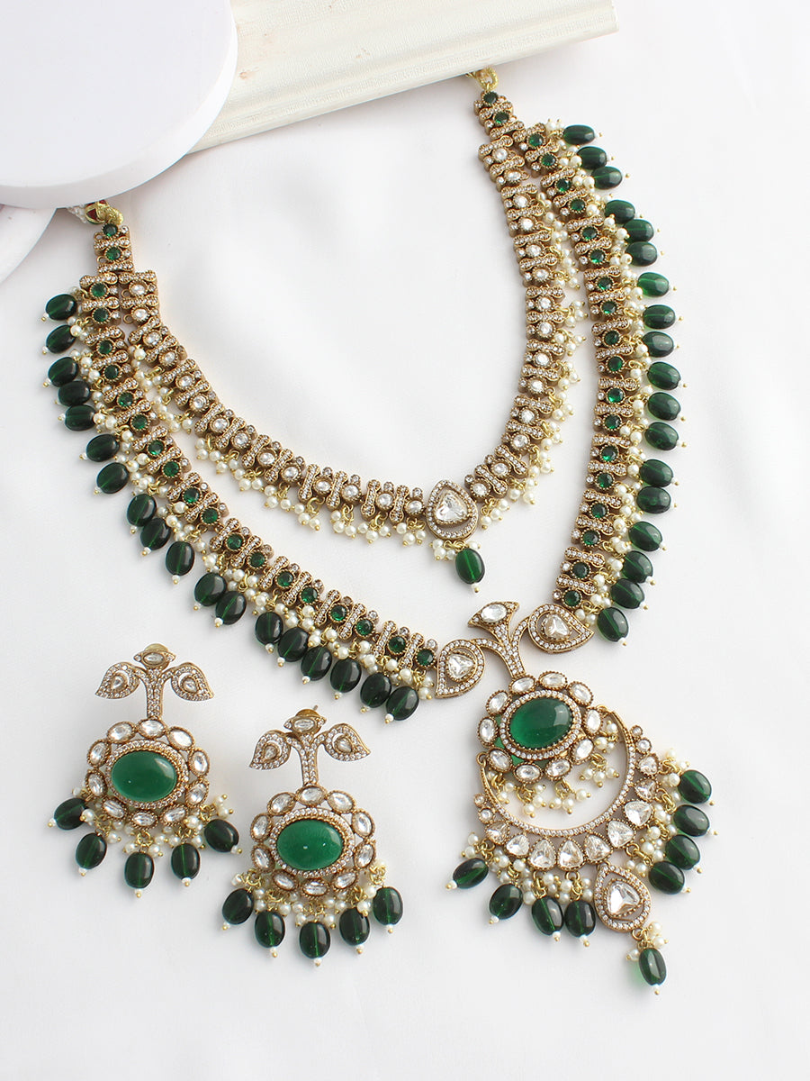 Shriya Layered Necklace Set -Green