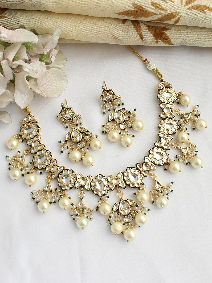 Vedika Bib Necklace Set-Gold