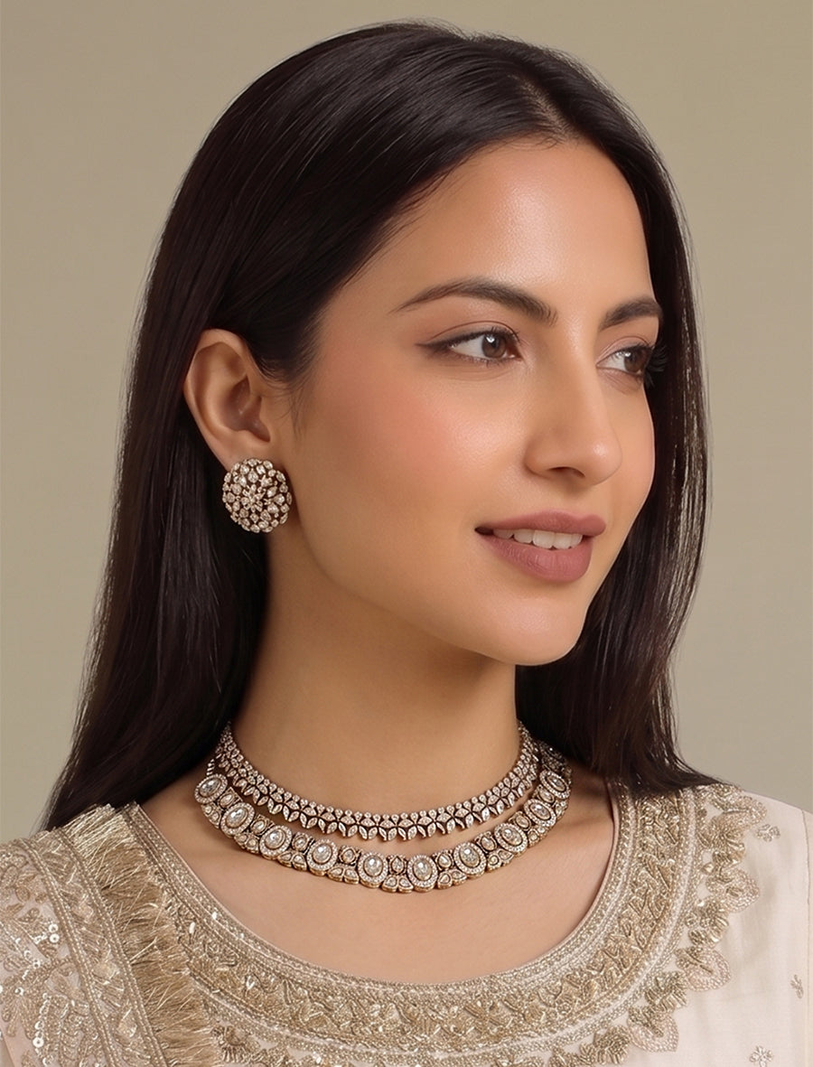 Lavika Layered Necklace Set-Gold