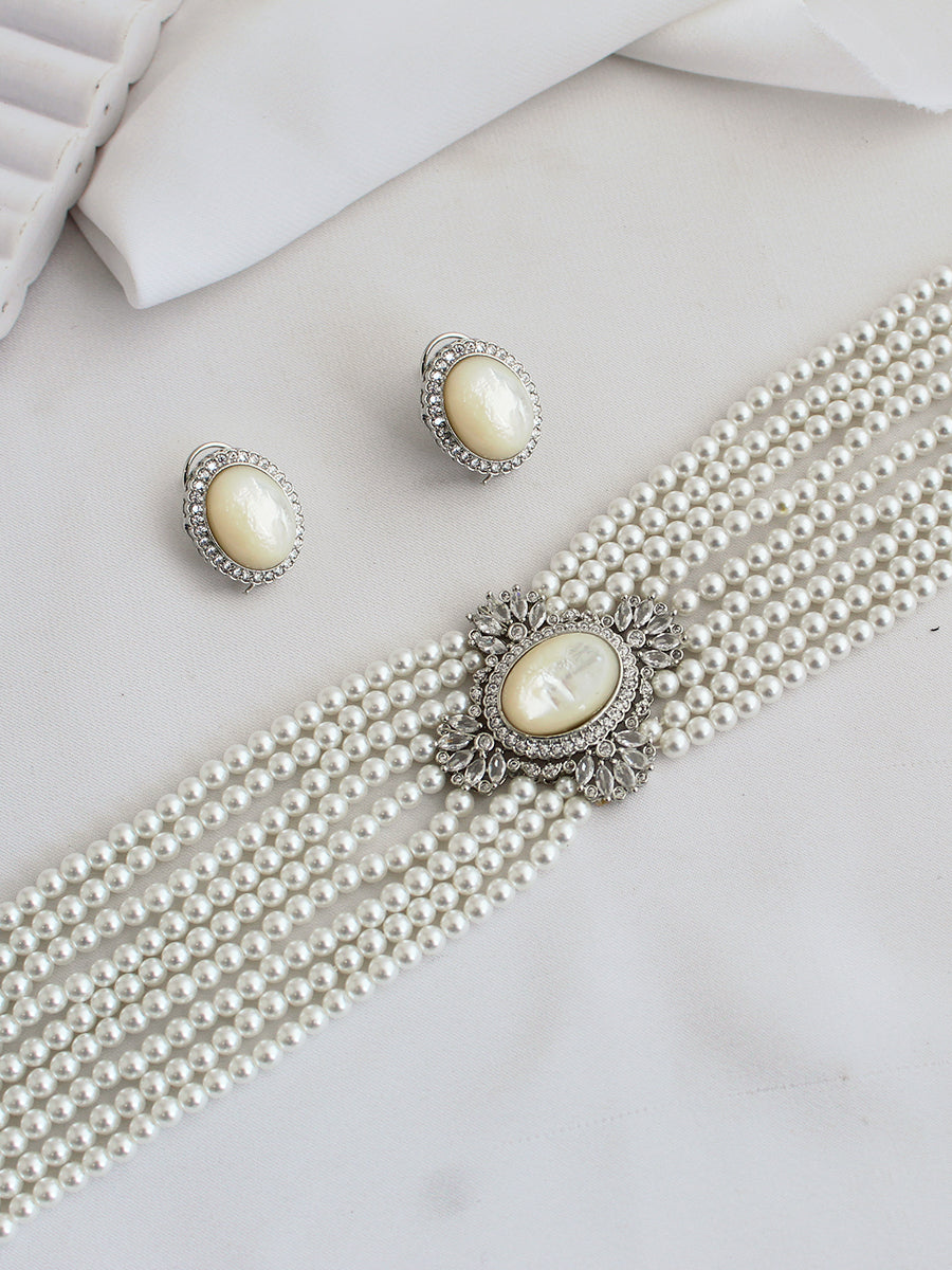 Alina Choker Necklace Set-Ivory
