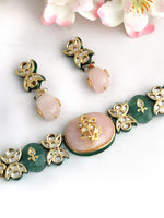 Shikha Choker Necklace Set - Pastel Pink