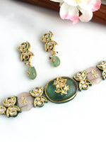 Shikha Choker Necklace Set - Mint green