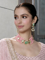 Antra Choker Necklace Set - Pink
