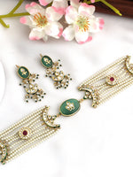Antra Choker Necklace Setb- Mint green
